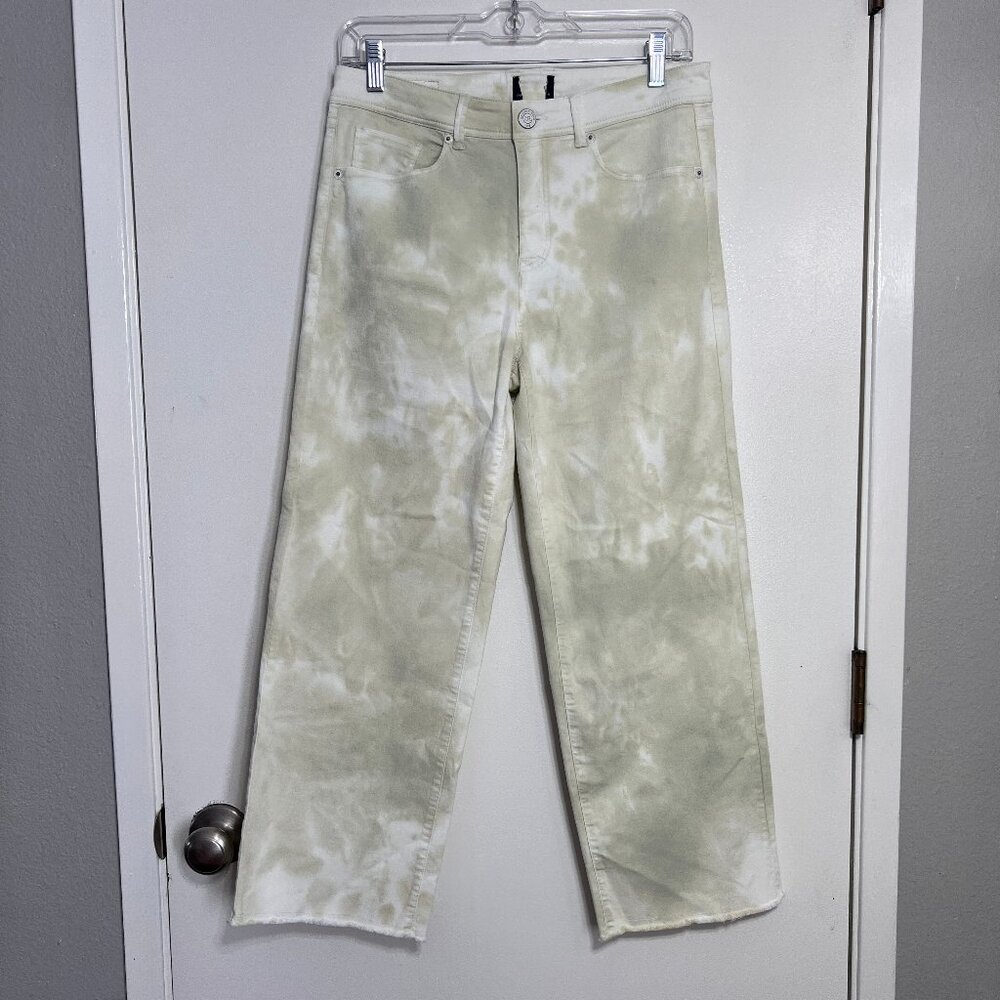 Raffaello Rossi Green Tie Dye Denim Cropped Wide Leg Jeans Women's Size Euro 36